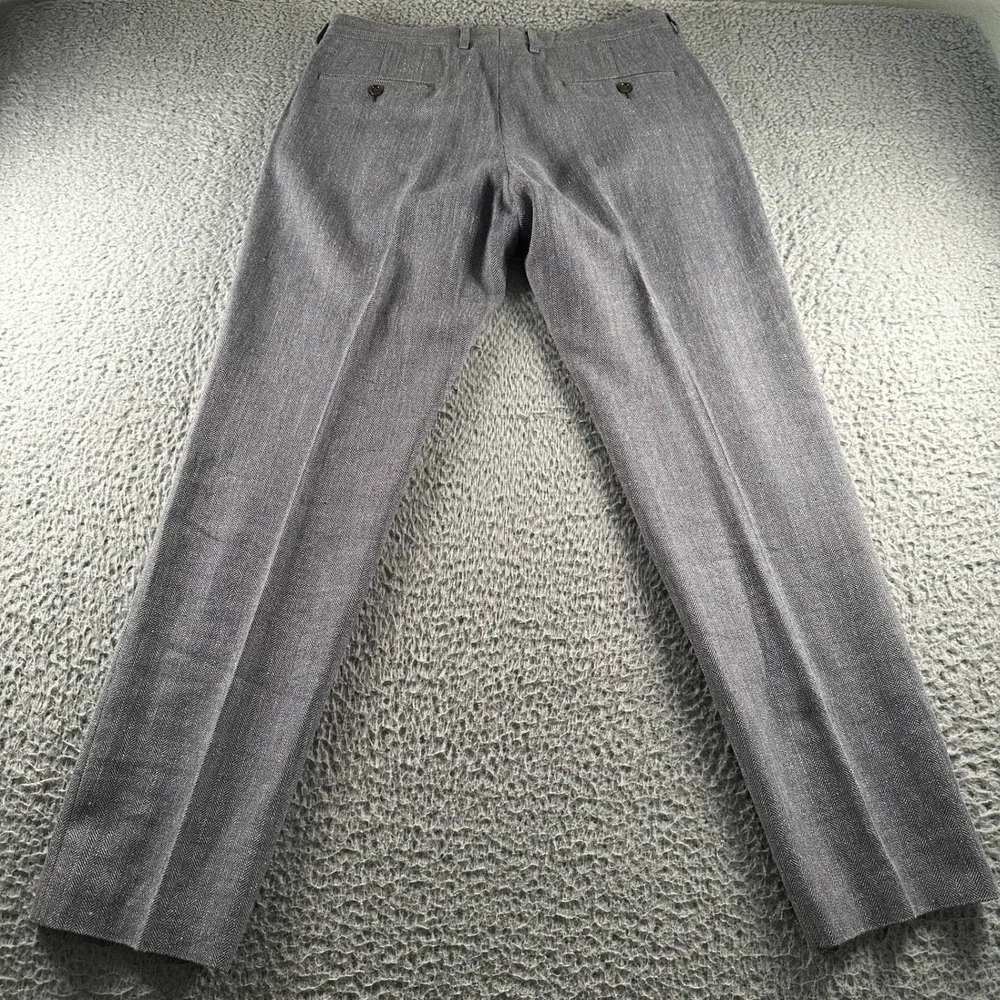 J.Crew Ludlow Slim Pants Mens 33x32 Gray Herringbone Italian Cloth Dress Trouser